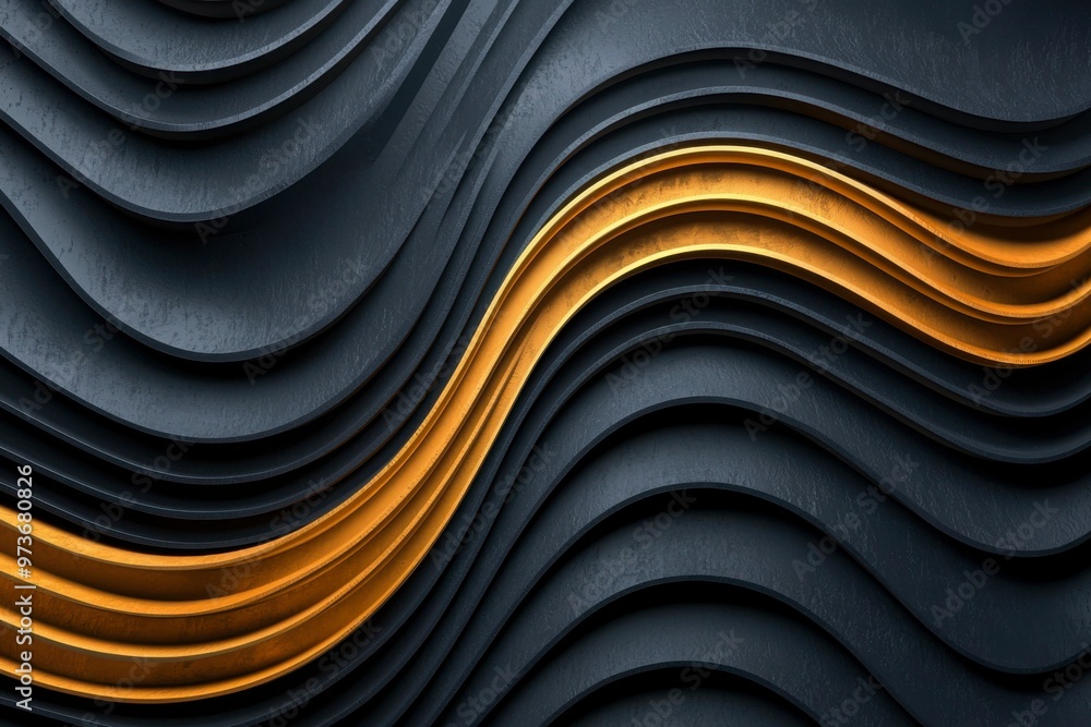 Abstract Black and Gold Wavy Panels Abstract Black and Gold Wavy Panels
