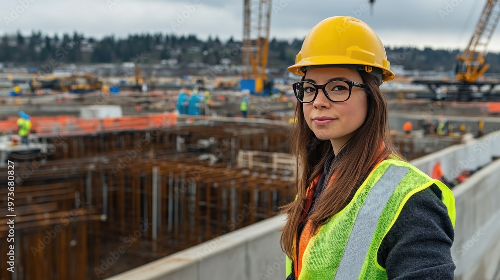 A reporter stands looking at the camera near a construction site, wearing a hard hat and a safety vest, describing the progress of a major infrastructure project. A reporter stands looking at the camera near a construction site, wearing a hard hat and a safety vest, describing the progress of a major infrastructure project.