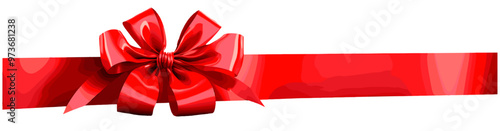 Large red ribbon over isolated transparent background