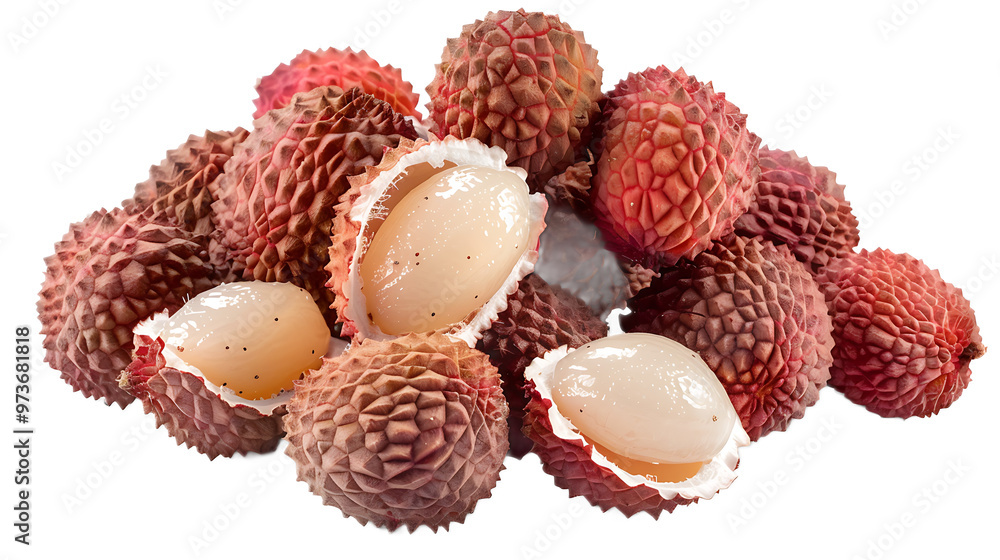 A handful of dried lychee halves with a transparent background. A handful of dried lychee halves with a transparent background.