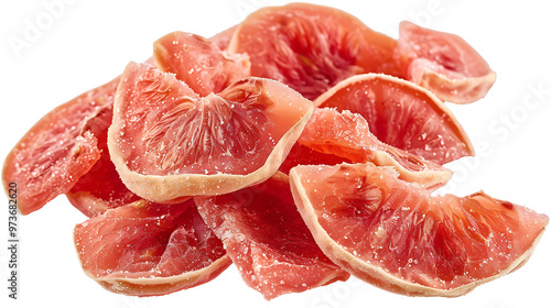 A handful of dried guava slices with a transparent background.