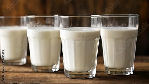  Five glasses of milk ready to quench thirst photo