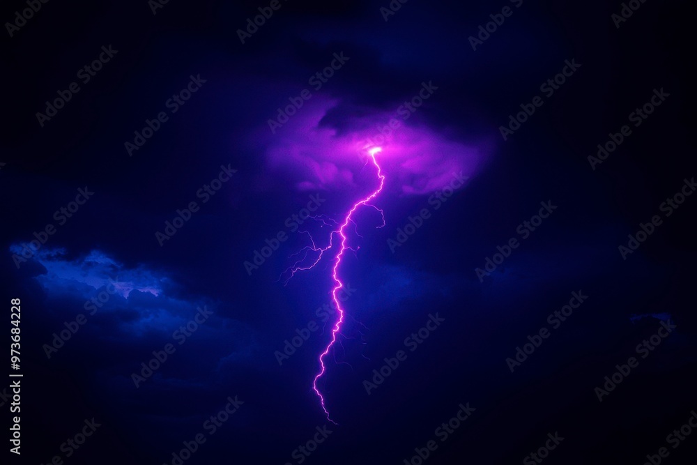 A Single Bolt of Lightning Striking Through Dark Storm Clouds A Single Bolt of Lightning Striking Through Dark Storm Clouds