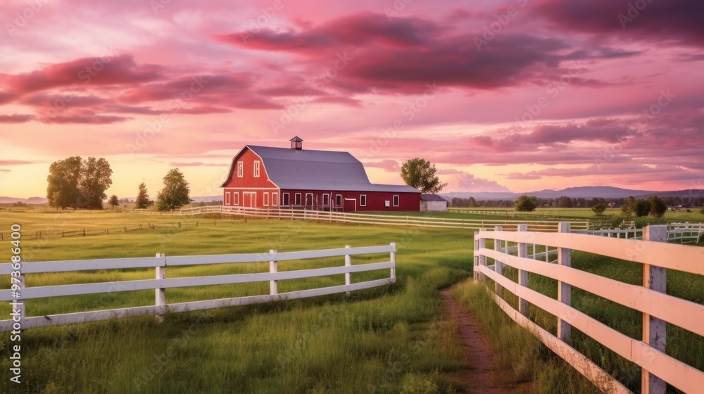Red Barn Against a Dramatic Sunset Red Barn Against a Dramatic Sunset