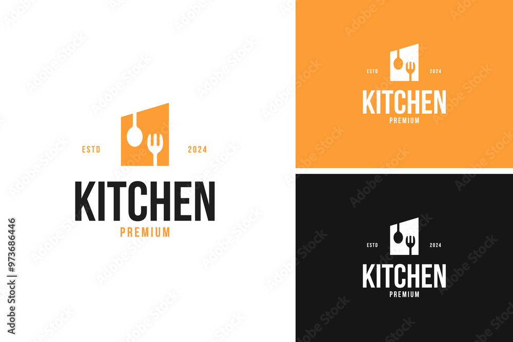 Fototapeta premium Kitchen restaurant logo design template vector illustration idea