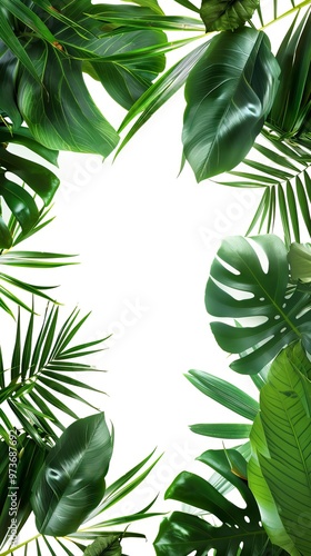 Tropical leaves foliage plant jungle bush floral arrangement nature backdrop isolated on white background