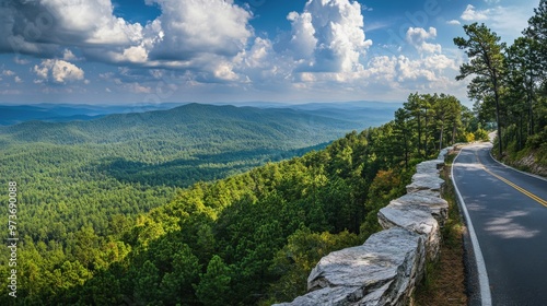 The road is lined with trees and the sky is cloudy