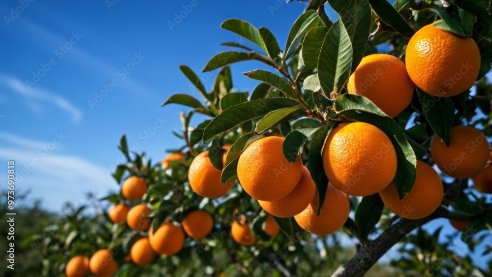 Bright and fresh oranges on a tree ready for harvest Bright and fresh oranges on a tree ready for harvest