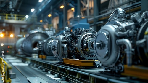 Industrial Machinery Close-up in a Factory Setting