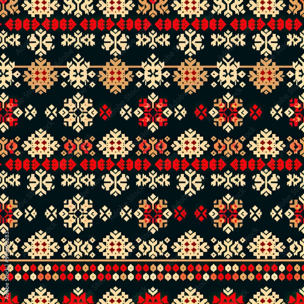 Fototapeta premium Ugly sweater Merry Christmas party ornament background seamless pattern