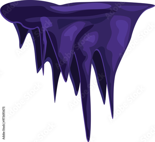 Thick purple liquid flowing down, forming stalactites