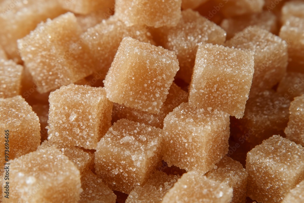 Close-up of Brown Sugar Cubes with White Crystals Close-up of Brown Sugar Cubes with White Crystals
