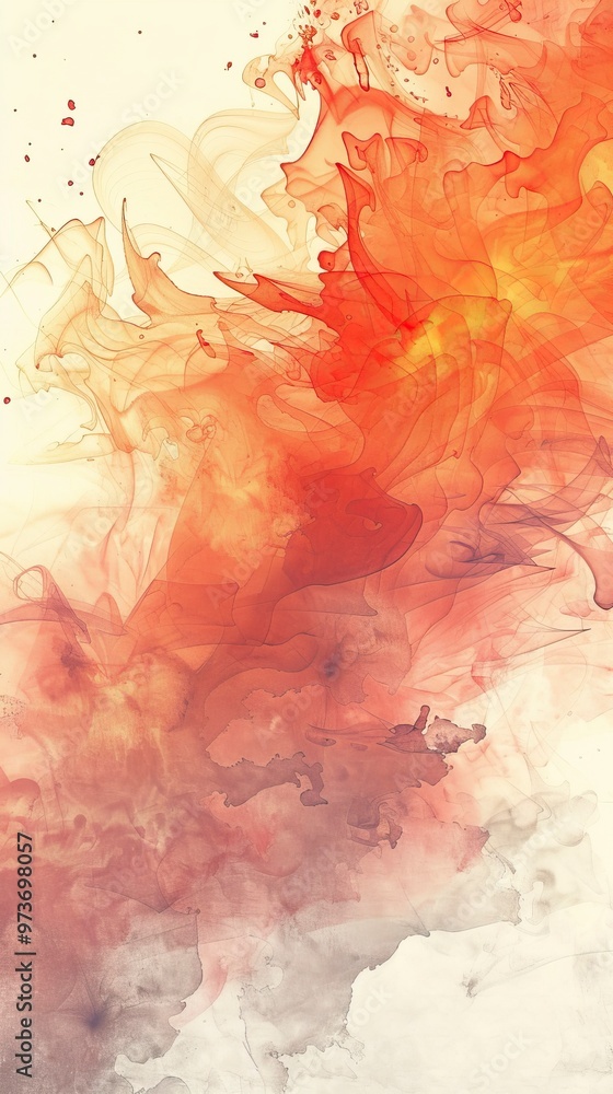 Fototapeta premium Watercolor fire smoke brush background