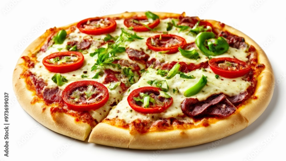 Deliciously fresh pizza ready to be savored Deliciously fresh pizza ready to be savored
