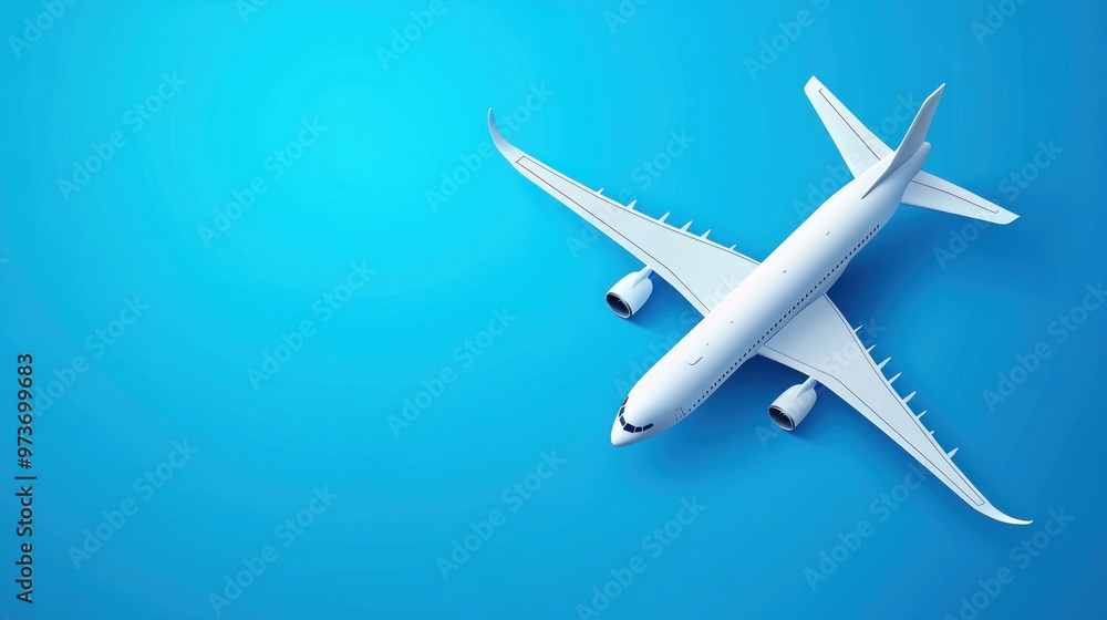 White airplane on blue background. White airplane on blue background.