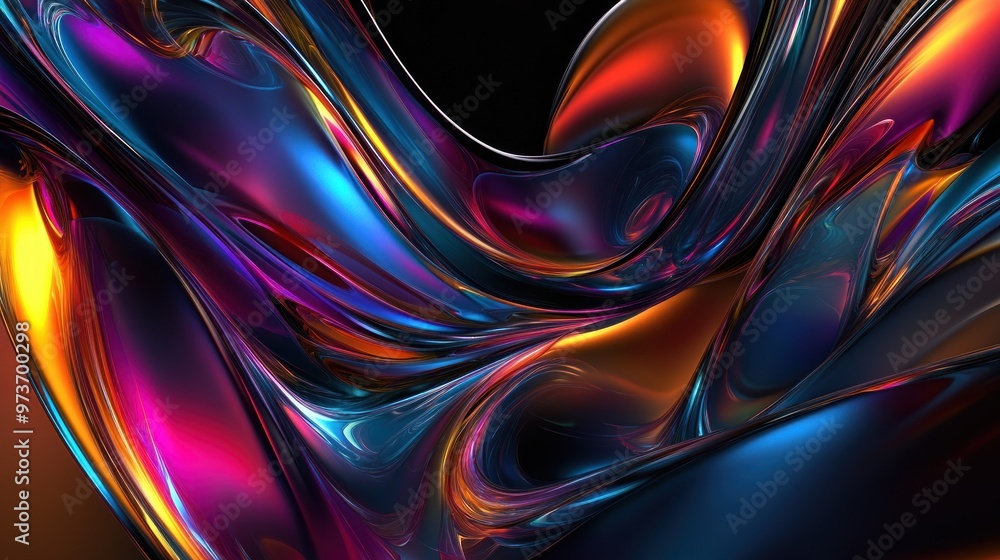 Abstract glowing lines in blue, purple, orange and yellow. Abstract glowing lines in blue, purple, orange and yellow.