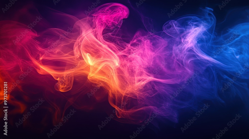 Abstract Swirling Smoke in Red, Pink, and Blue on Black Background. Abstract Swirling Smoke in Red, Pink, and Blue on Black Background.