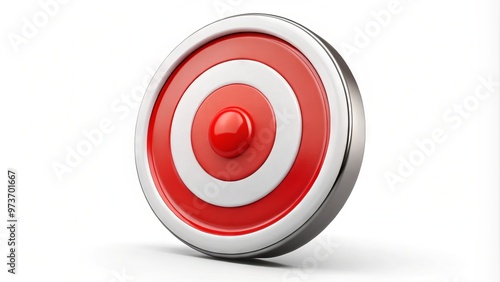 A circular bulls-eye symbol with concentric circles and a sharp center point, isolated on a white background, photo