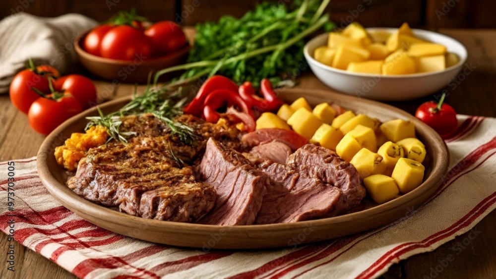 Deliciously prepared meal ready to be savored Deliciously prepared meal ready to be savored