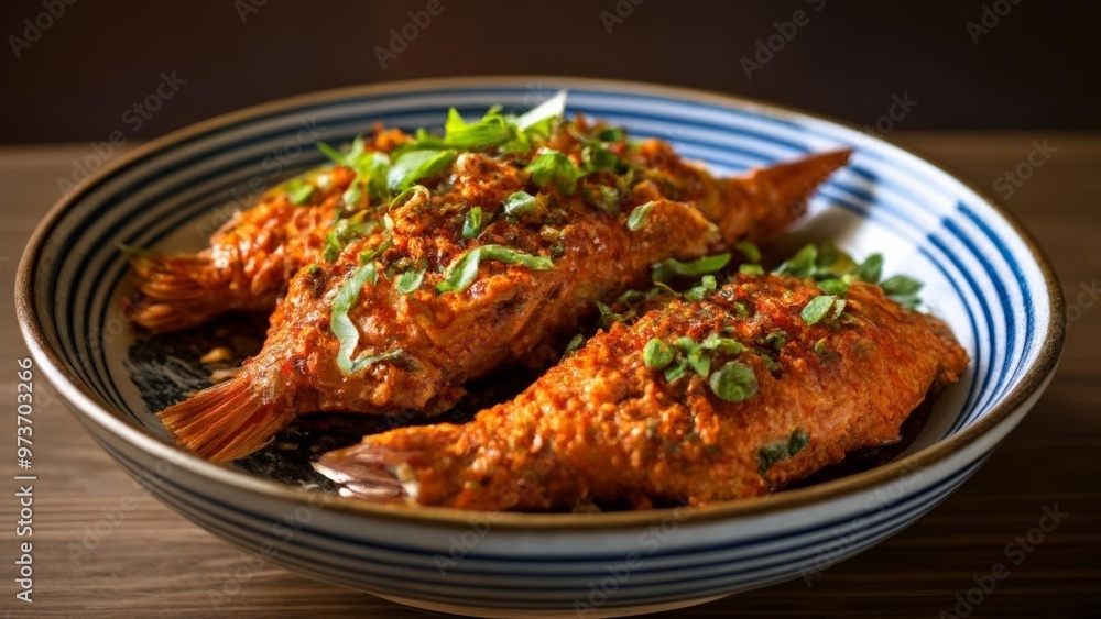 Deliciously seasoned fish fillets ready to be savored Deliciously seasoned fish fillets ready to be savored
