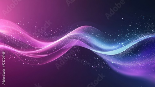 Abstract background with a pink and blue wave and a sparkle effect.