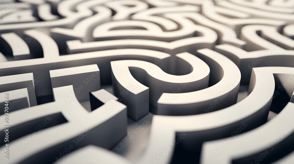 White Three-Dimensional Labyrinth with a Complex Intertwining Pattern White Three-Dimensional Labyrinth with a Complex Intertwining Pattern