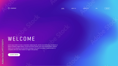 Abstract wave futuristic design of landing page. retro gradient mesh website design