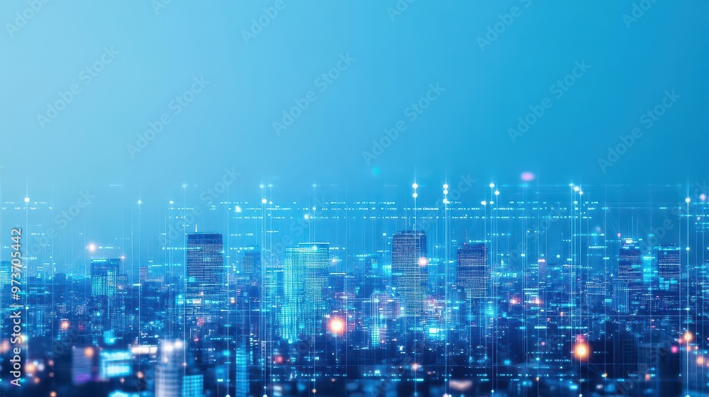 A futuristic city skyline where every building represents a different global market, connected by data streams A futuristic city skyline where every building represents a different global market, connected by data streams