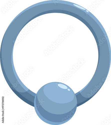 Silver piercing ring with a ball, body jewelry for piercing salon