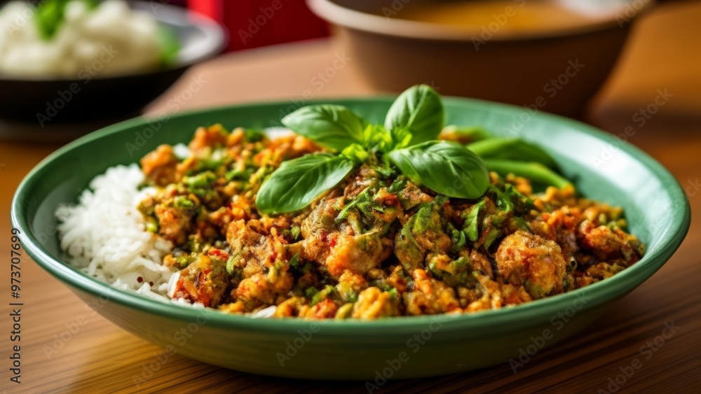  Delicious meal with rice and vegetables ready to be enjoyed