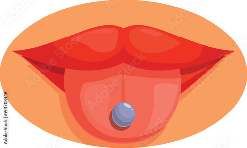 Woman showing tongue piercing, red lips sticking out tongue piercing jewelry