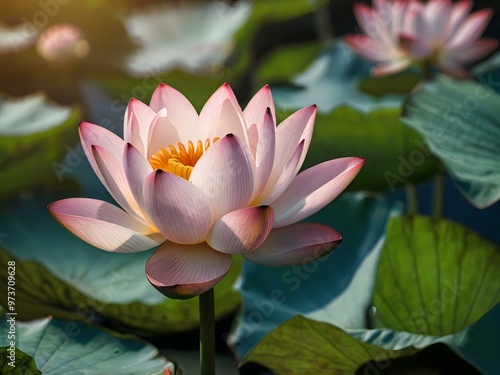 beautiful and stunning lotus flower close up during the day