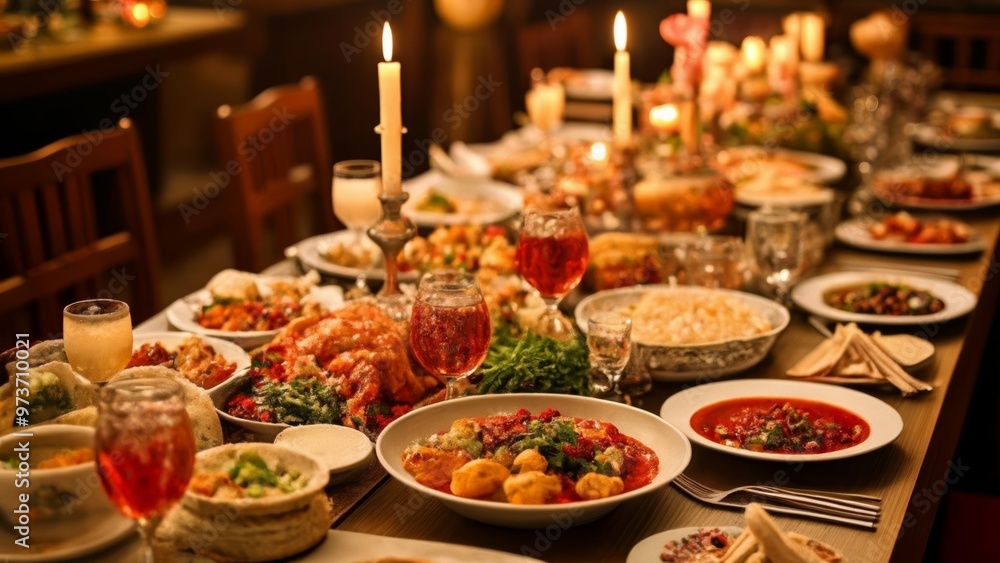 Obraz premium Elegant feast set for a special occasion