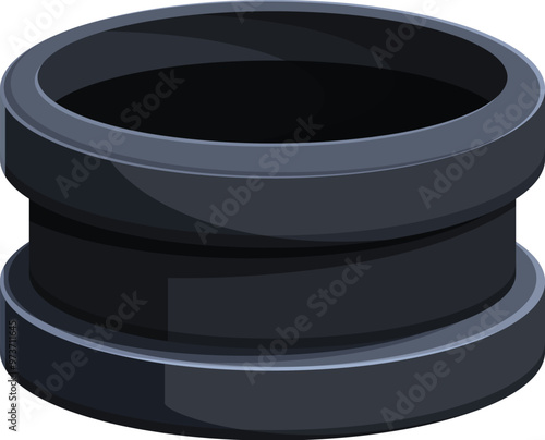 Black pvc water pipe fitting lying isolated on white background