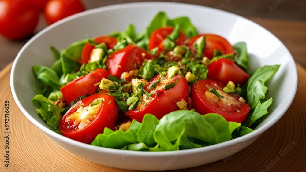 Fresh and vibrant salad ready to be savored Fresh and vibrant salad ready to be savored