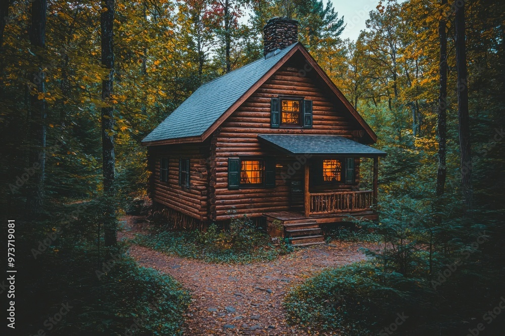 A Cozy Cabin Nestled Amidst a Tranquil Forest A Cozy Cabin Nestled Amidst a Tranquil Forest