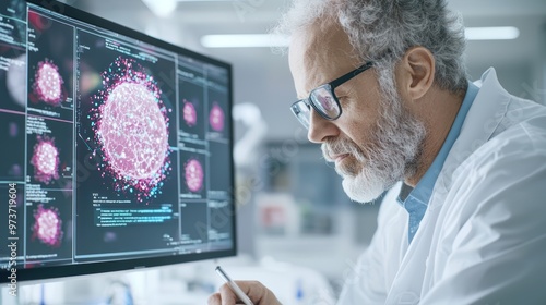 Advanced Technology in Breast Cancer Detection: Radiologist Analyzing Mammogram Scan for Early Diagnosis