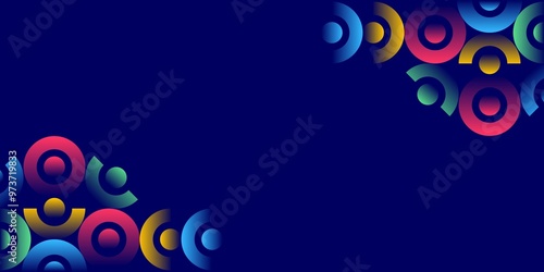 Abstract geometric circle shapes on dark blue background