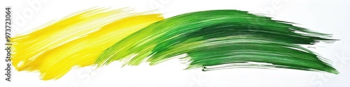 green and yellow brush strokes isolated on white background