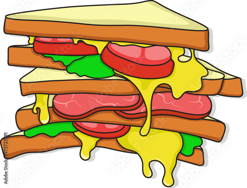 Sandwich design illustration for t-shirt, sticker