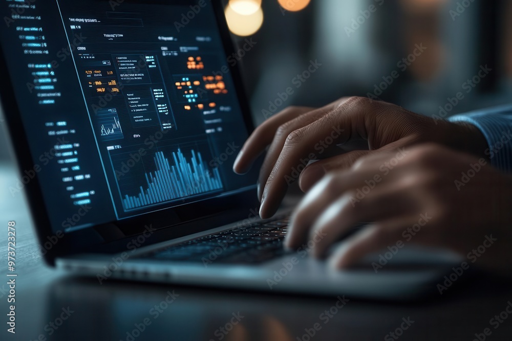 Close-up of logistics professional s hands controlling floating graphs with performance metrics photorealistic Close-up of logistics professional s hands controlling floating graphs with performance metrics photorealistic