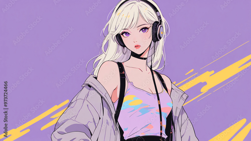 beautiful anime girl with hair looks up beautiful anime girl with hair looks up