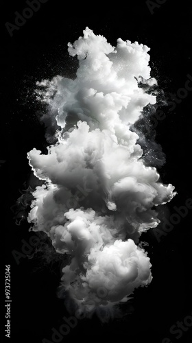 White smoke explosion isolated on black 