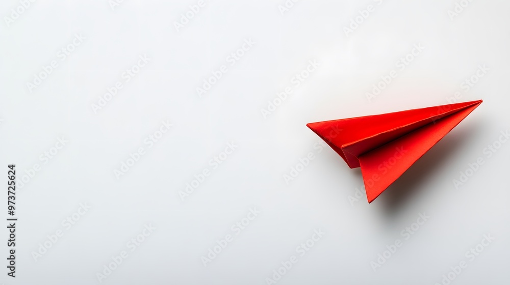A Red Paper Airplane on a White Background A Red Paper Airplane on a White Background