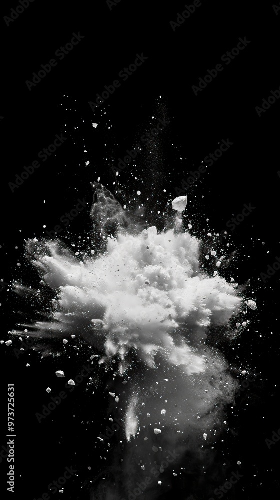 Obraz premium White smoke explosion isolated on black 