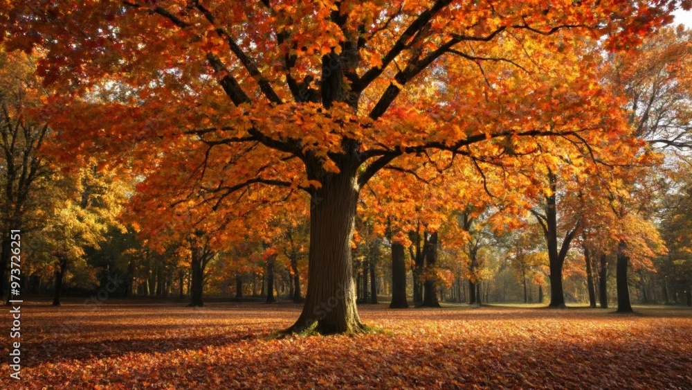 Autumns golden embrace in the park Autumns golden embrace in the park