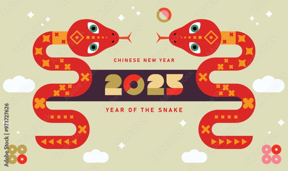 Obraz premium Chinese new year 2025 poster, banner, greeting card, lunar calendar, postcard, Notebook cover