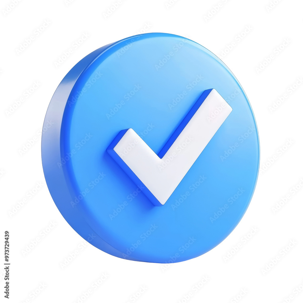 blue check mark button 3d render icon isolated on transparent background cutout blue check mark button 3d render icon isolated on transparent background cutout