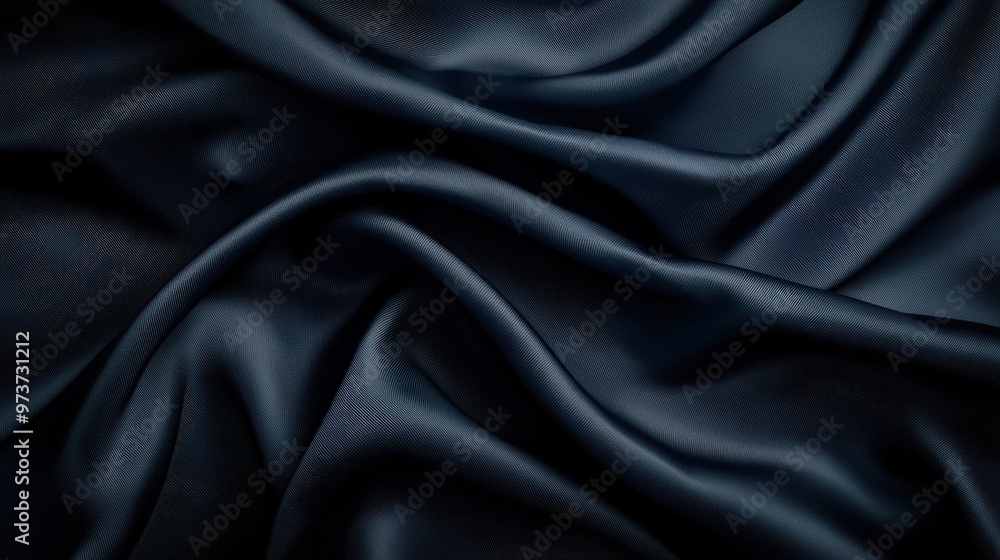 Obraz premium Luxurious Black Silk Fabric with Elegant Folds and Smooth Texture in a Close-Up View