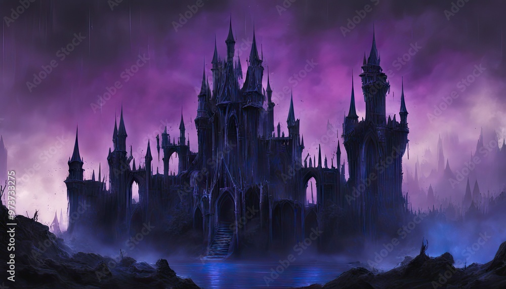 A haunting silhouette of a castle A haunting silhouette of a castle